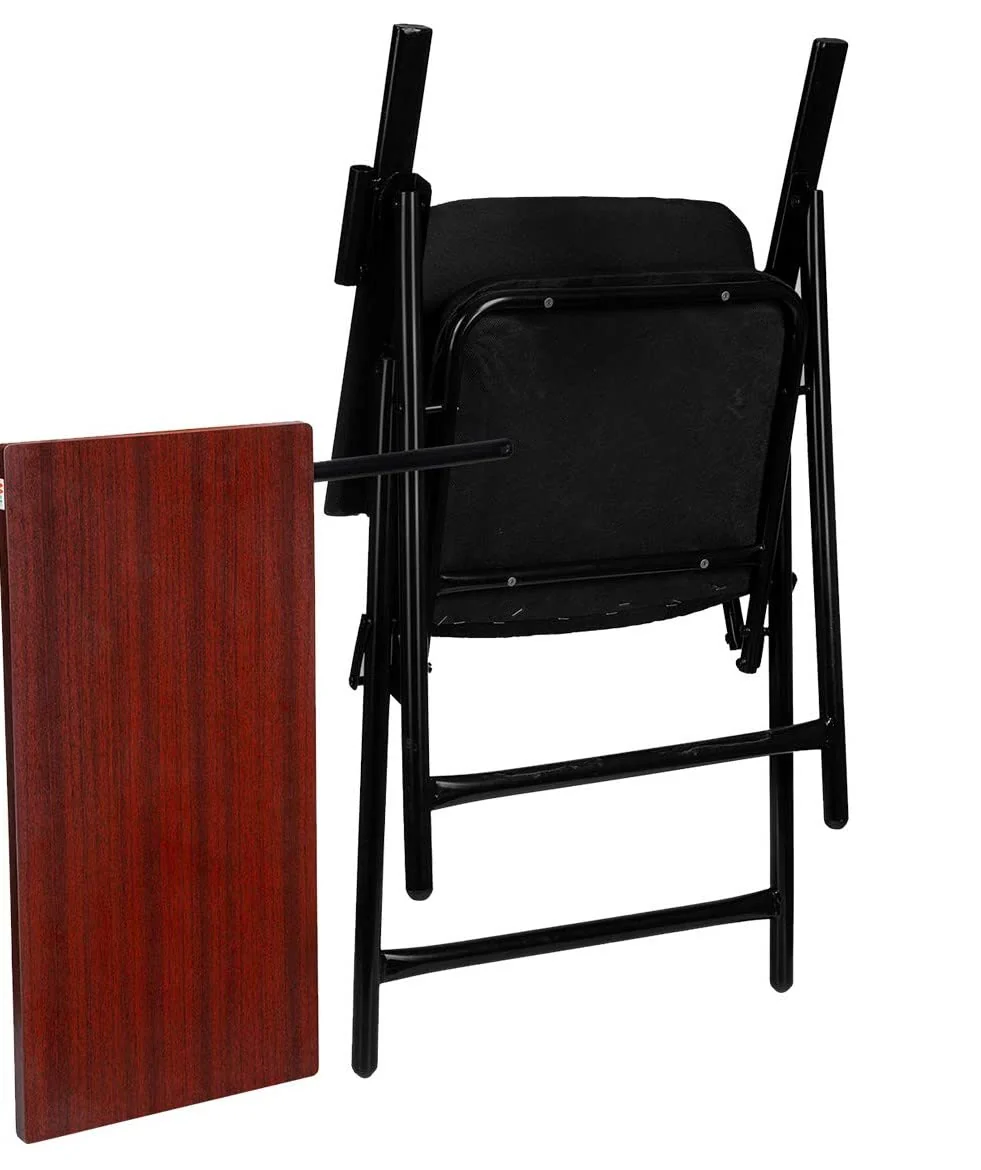Folding Study Chair with Writing Pad & Cushion , with Heavy Duty Metal Ergonomic, Compact Reading Chair for Students & Adults , 6-Month Warranty (Black) - Image 4