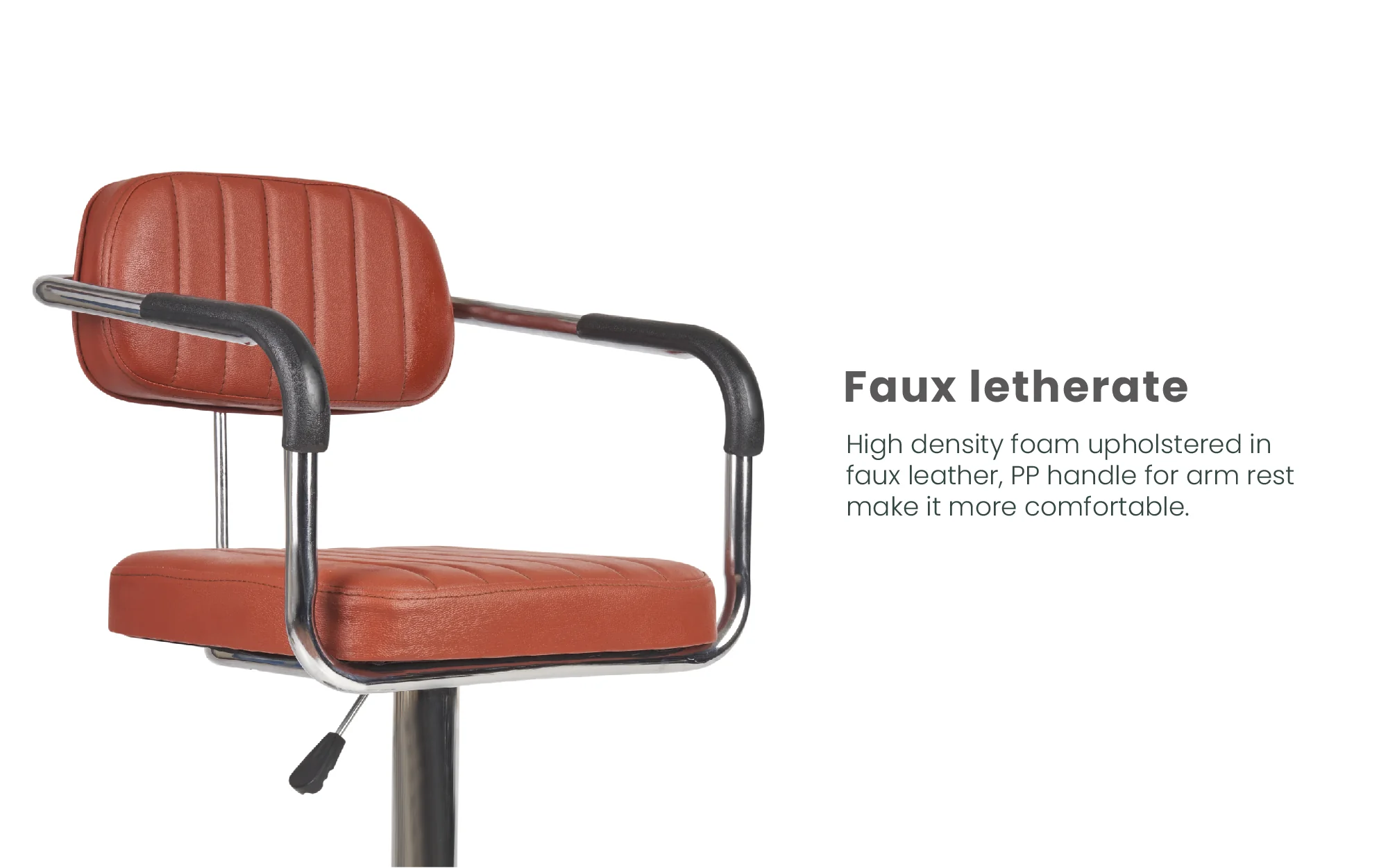 Flexi Bar Chair- Modern Adjustable Height Barstool with 360° Swivel Seat & Footrest - For Home Kitchen, Cafe , 6 Month Warranty Brown (Pack of 1) - Image 4