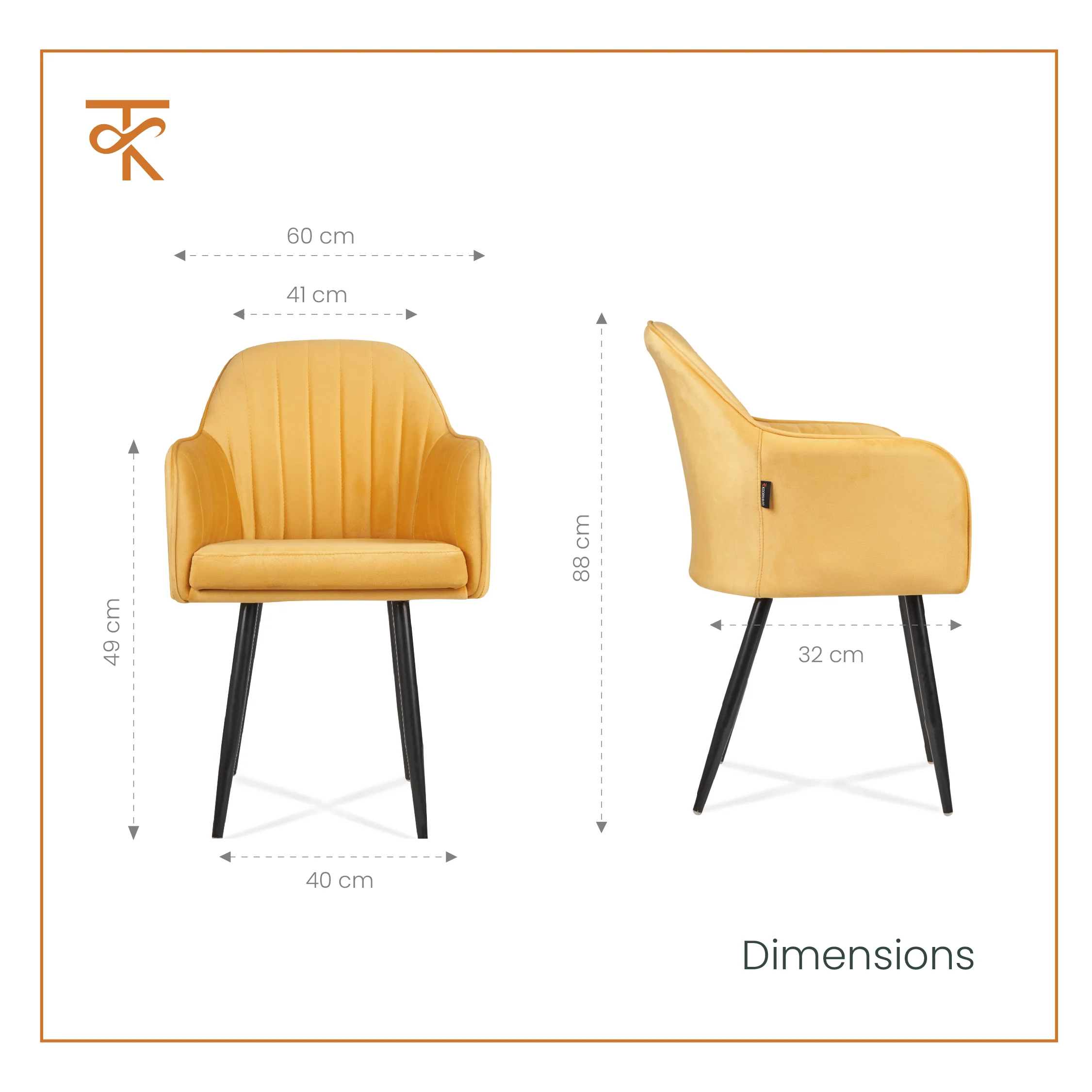 Maharaja Chair -Cushioned Seat & Heavy-Duty Black Metal Legs, Ideal for Dining, Podcast, Home & Restaurant, 6 Months Warranty (Pack of 1) - Image 3