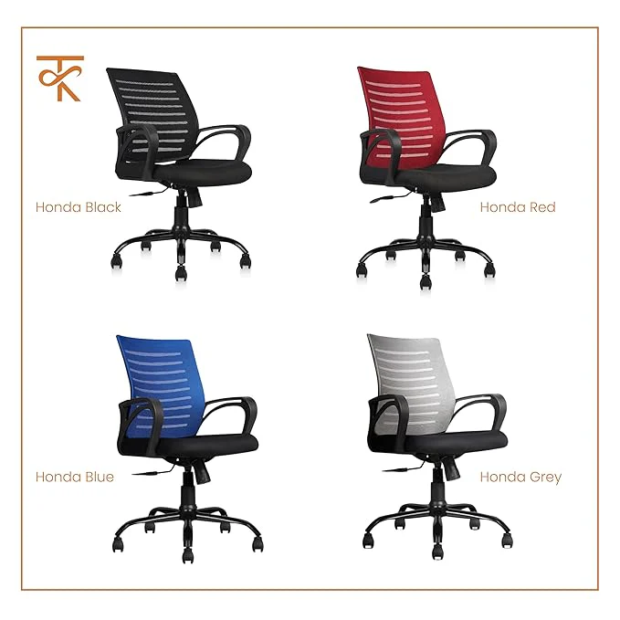 Aaram Mid Back Mesh Erogonomic Office Chair - Adjustable Height & Tilt, 360° Swivel - 6 Months Warranty (Blue) - Image 5