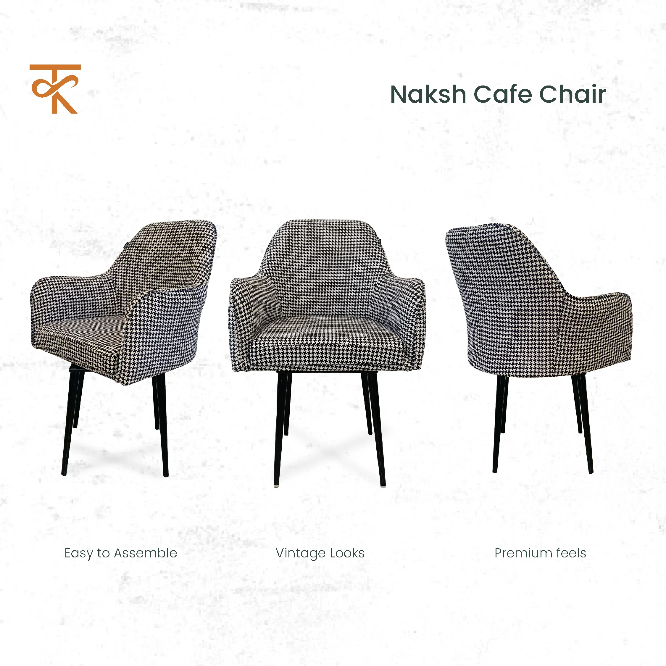 Naqsh Retro Velvet Swivel Accent Chair - Premium Lounge Chair for Living Room, Bedroom & Decor, 6 Months Warranty - Black and white - Image 4