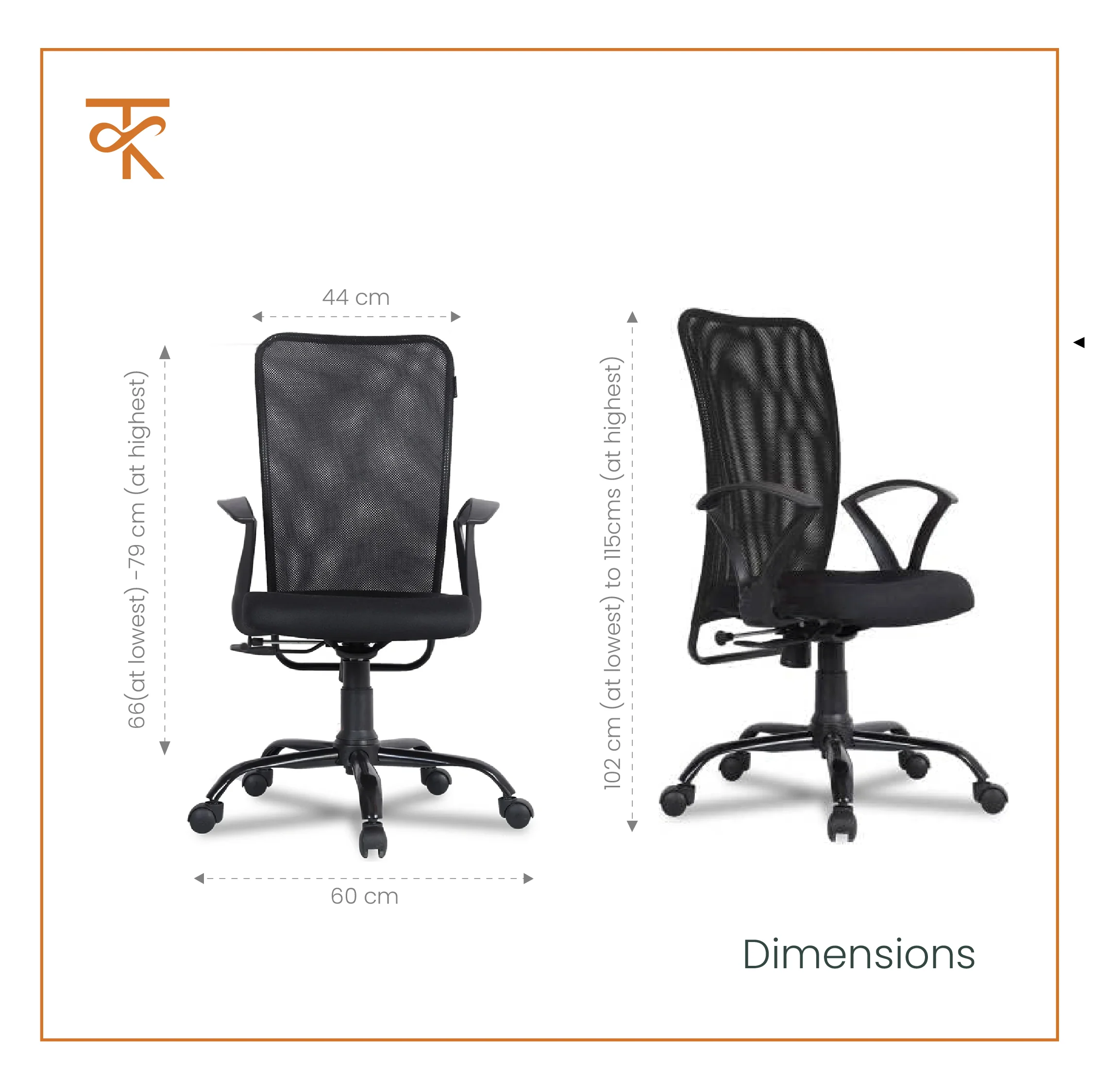 Ohio Sigma High Back Erogonomic Office Chair- Adjustable & Comfortable Mesh Chair with 135° Recline (Black) - Image 3