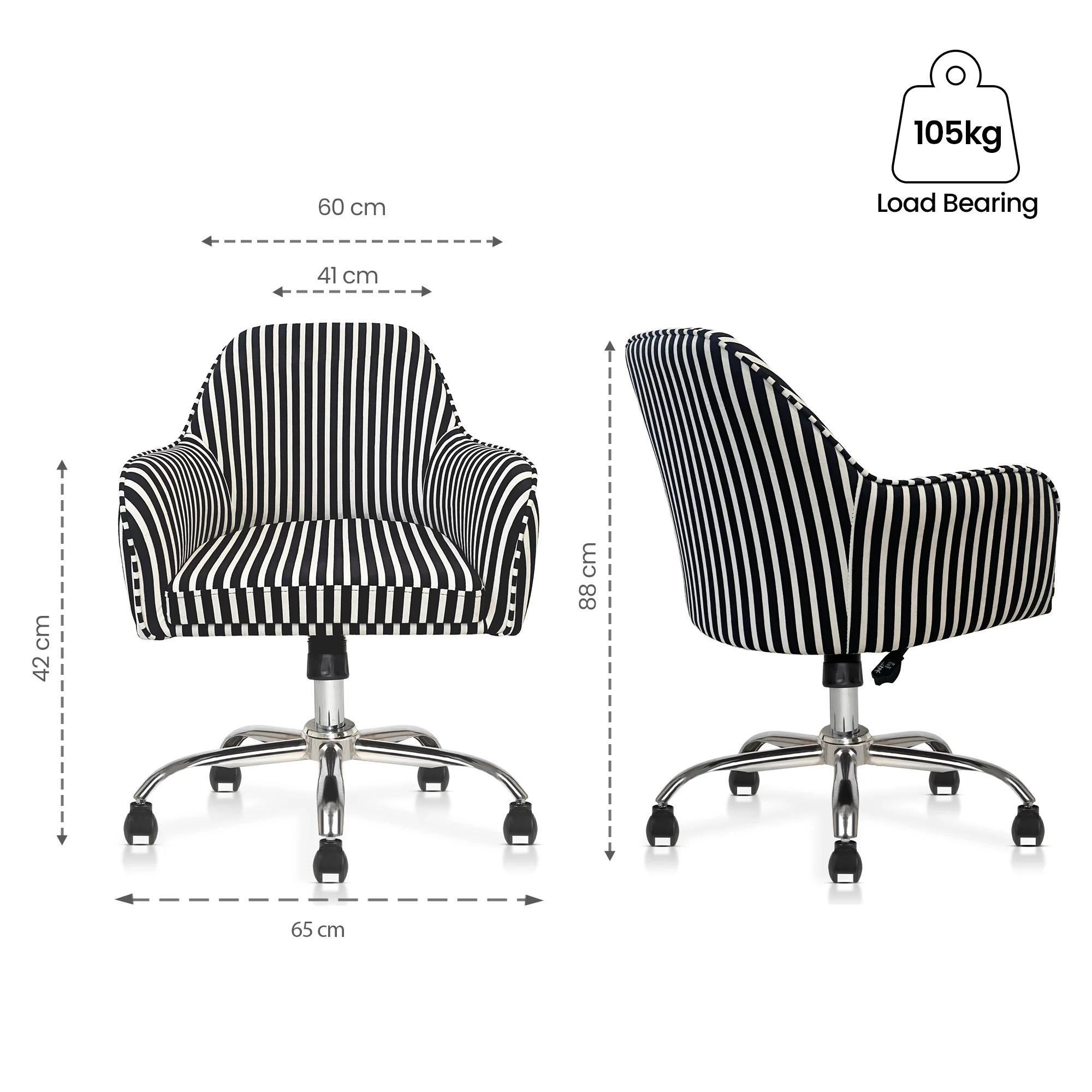 Retro Classic Office Chair  Adjustable Height, Tilt Lock, 360∞ Swivel, Heavy Duty Metal Base , 6 Months Warranty - Black & White - Image 4