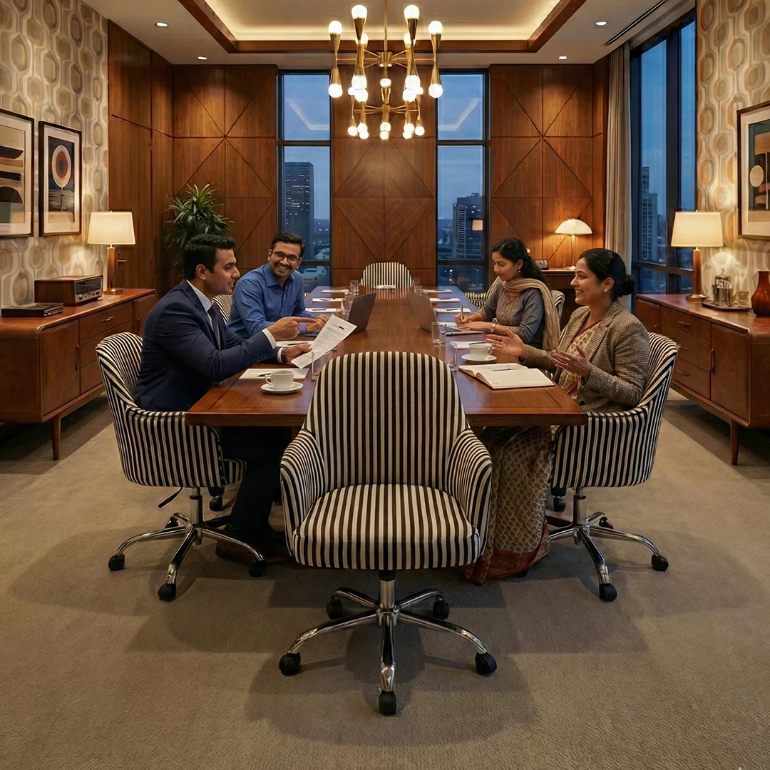 Retro Classic Office Chair  Adjustable Height, Tilt Lock, 360∞ Swivel, Heavy Duty Metal Base , 6 Months Warranty - Black & White - Image 6