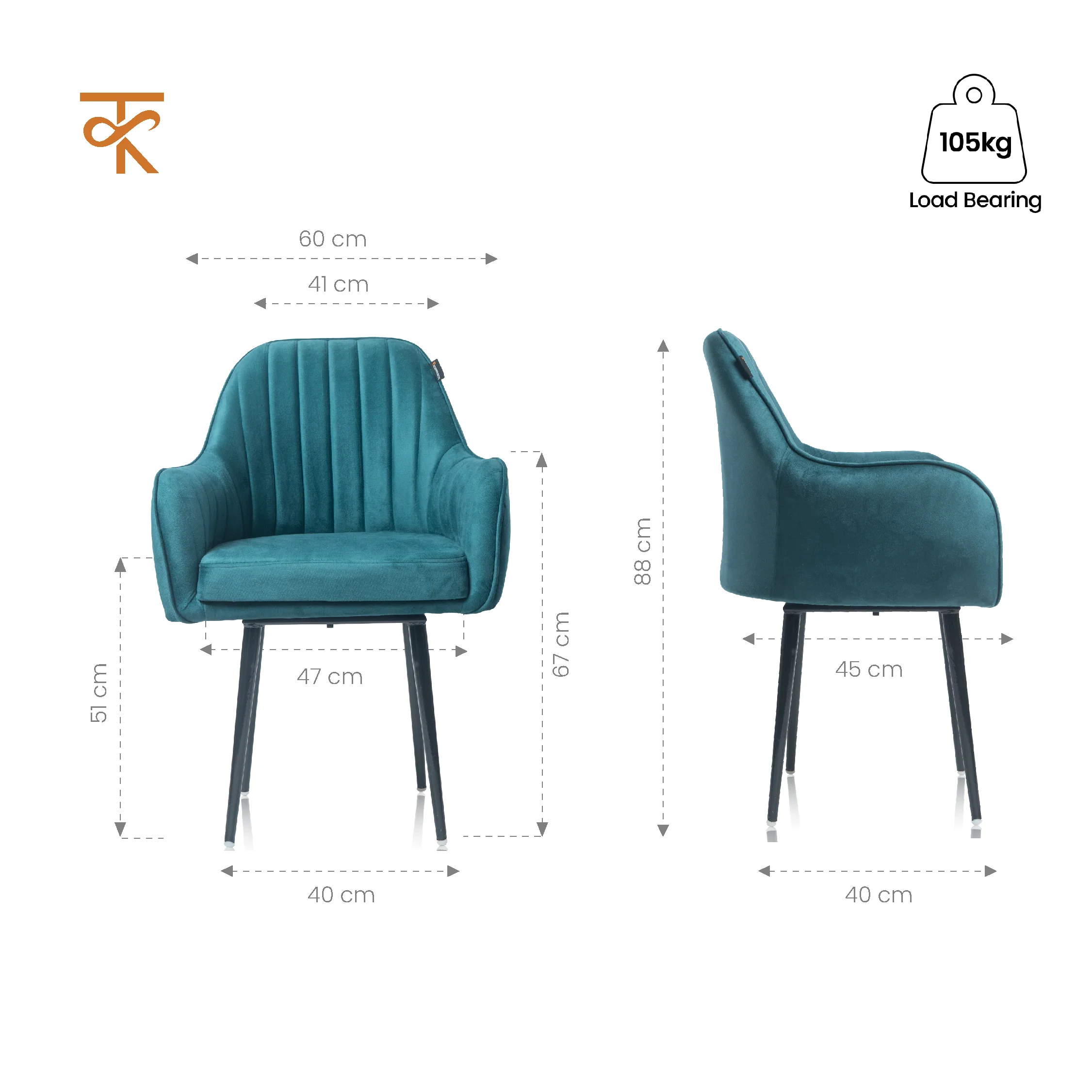 Aksh Velvet Swivel Accent Chair - Premium Lounge Chair for Living Room, Bedroom & Decor, 6 Months Warranty - Teal Green - Image 4