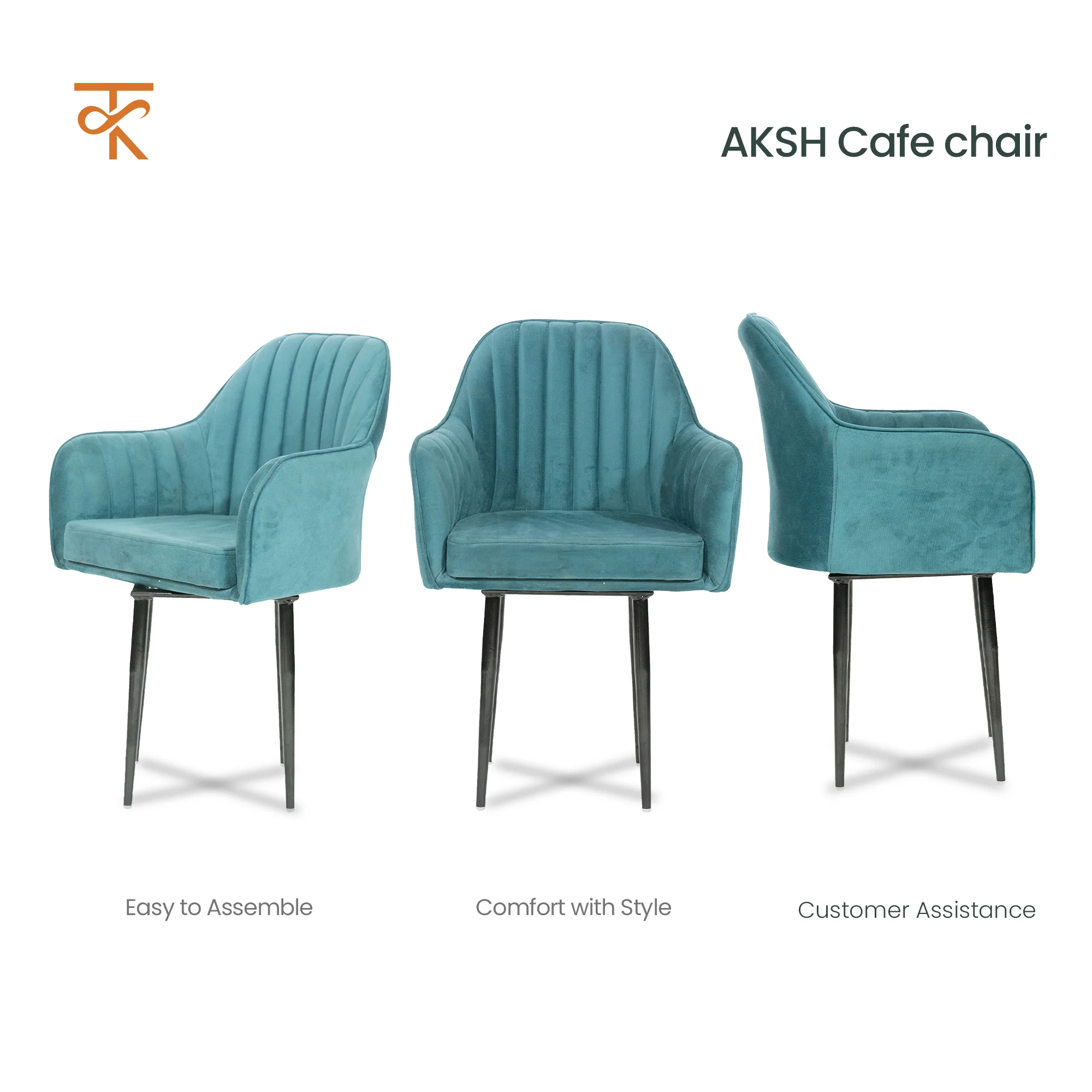 Aksh Velvet Swivel Accent Chair - Premium Lounge Chair for Living Room, Bedroom & Decor, 6 Months Warranty - Teal Green - Image 5