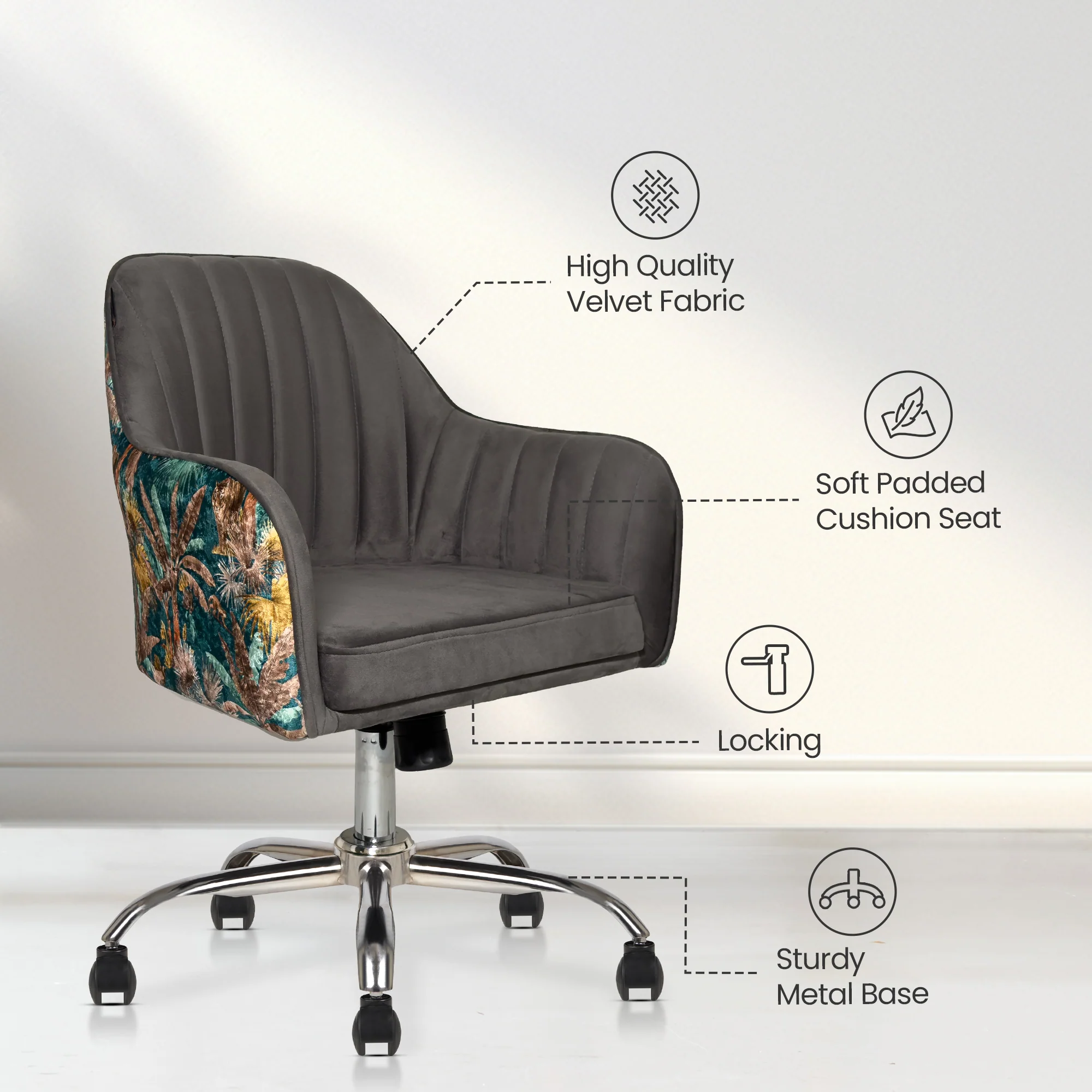 Sherni Accent Chair For Office - Adjustable Height, Tilt Lock, 360° Swivel, Heavy Duty Metal Base (Avocado Green) - Image 4