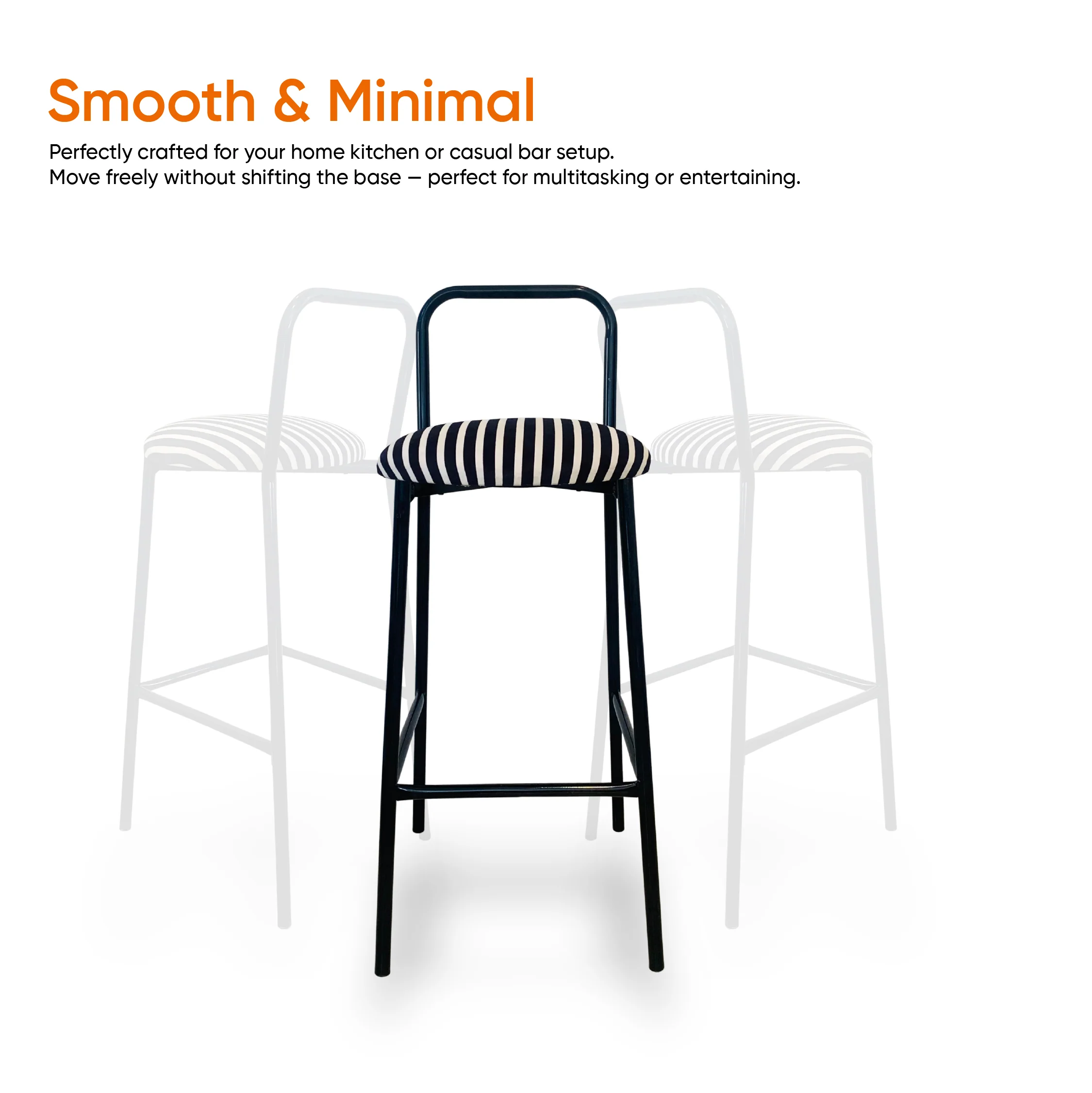 Zen Bar chair - Low Back Bar stool (Black & White Retro) - Image 4